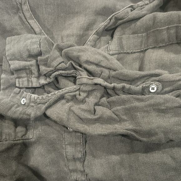 ZARA Women's Olive Green Utility Relaxed Roll Tab Sleeve Button Down Shirt Sz S - Picture 6 of 7